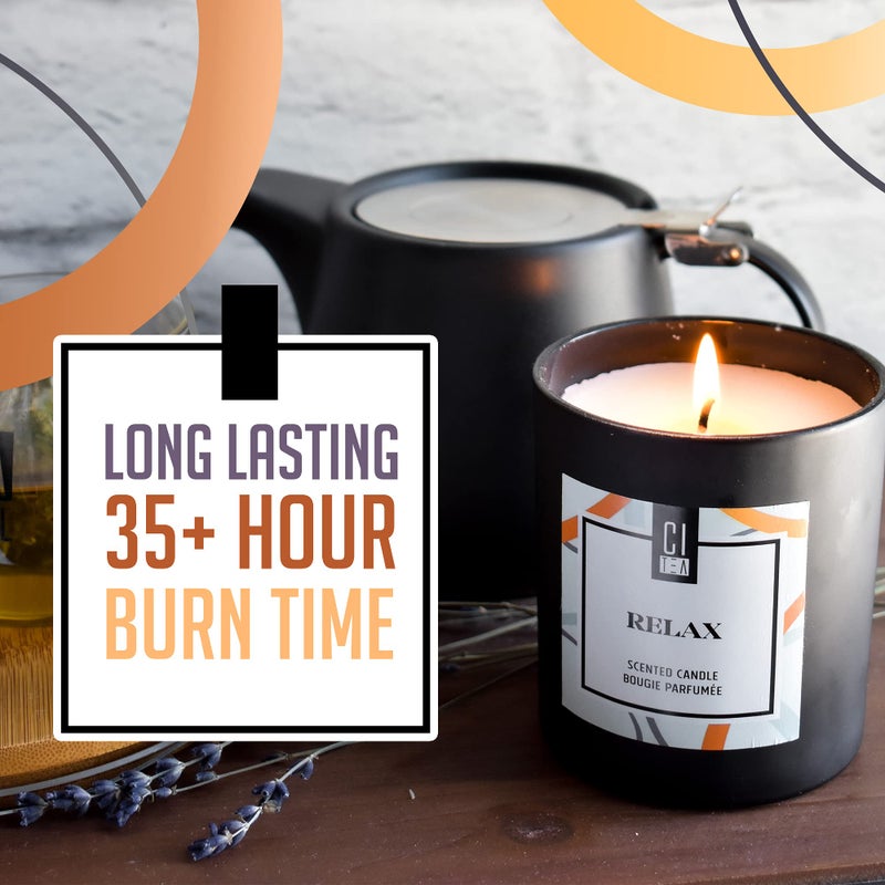 CITea - 100% Natural Soy Wax Scented Candle, Stress Relief Soy Candle with Natural Oils, Large Candle 8 Oz, Sandalwood and Musk Scent, Relax - Image 2